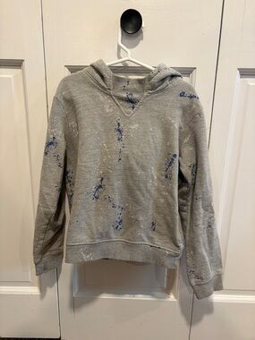 Boys Joe’s Gray Hoodie with Blue Paint Splatter